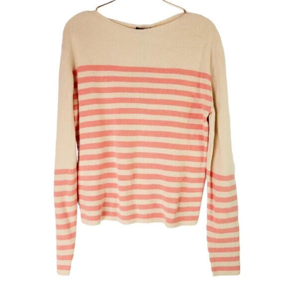 Coral Almond Striped Pullover Knit Sweater  Who What Wear